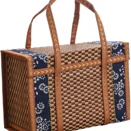 Bamboo Woven Basket Folding Food Container for Gift Wrapping Festivals Party L image 4
