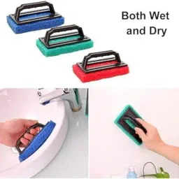 Tile Cleaning Brush with Handle | Heavy-Duty Scrubbing Pad for Floor, Bathroom & Kitchen Cleaning (Design - 16) (Pack of 4) image 1