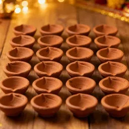 Traditional Terracotta Clay Diya Set, Handcrafted Earthen Oil Lamps for Diwali Pooja, Pack of 31 image 1