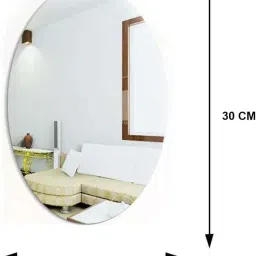 ABTER 30x20 cm Oval Adhesive Wall Mirror Sticker – Lightweight Plastic Mirror for Bathroom, Bedroom, Living Room – Stick-on Decorative Mirror for Smooth Surfaces – 1 Piece image 1