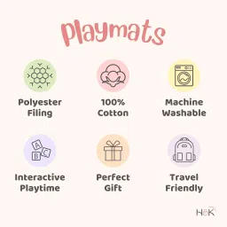 Haus & Kinder 100% Cotton Poplin Baby Play Mat – 90CM, Soft Crawling Mat for 0-2 Years, Multi-Color (Jungle Party) image 4