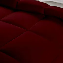 Bright Décor All-Season 300 GSM 1-Piece Double-Reversible Bed Comforter/Quilt/Blanket/Rajai - Down Alternative Quilted Duvet Insert with Corner Ties - Winter Warm - Machine Washable - Burgundy Solid image 5