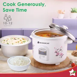 Wonderchef Regalia Electric Rice Cooker | 1.8 L, 700W | 2 Non-stick Bowls Serve 7-8 | Keep Warm Function | Uniform Cooking | Steam Veggies, Make Pulao, Khichdi, Momos | 2-Year Warranty image 3