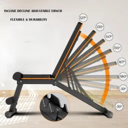 GERMANTECH FITNESS GT-Foldable Weight Bench - Adjustable Bench for Full Body Workout,Multi-Purpose Incline Decline & Flat 300Kg Capacity Fitness Gym Bench with Resistance Ropes For Home Workout - 2025 Version Black image 1