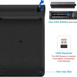 ZOOMELLA 2.4G Numeric Keypad Wireless Keypad Extensions with Mouse for Laptop Desktop Black image 2