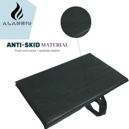 ALANBIU Yoga Mat | PVC Leather, Anti-Slip, Sweat Resistant, Unique Body Alignment Line System with Carrying Strap | 4-Folded, Extra Large Size 12 MM, Black image 2