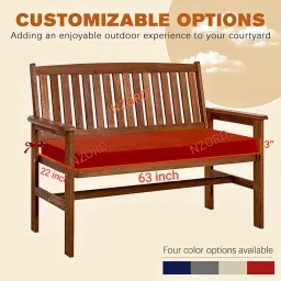 Outdoor Bench Cushion 63 x 22 Inch, Sofa Foam Cushions, Indoor Outdoor Patio Furniture Foam Cushions Color Fastness Garden Settee Porch Pads with Ties, Red (Thickness - 3 Inch) image 2