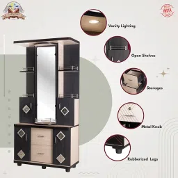 SARVESH - Wooden Dressing Table - 6 x 2.5 Feet- Wardrobe for Men & Women, Rotatation Dual Options of Mirror & Shelves image 2