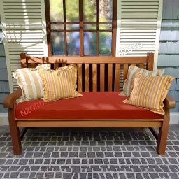 Outdoor Bench Cushion 63 x 22 Inch, Sofa Foam Cushions, Indoor Outdoor Patio Furniture Foam Cushions Color Fastness Garden Settee Porch Pads with Ties, Red (Thickness - 3 Inch) image 1