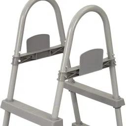 Bestway Swimming Pool Ladder 122 cm |Pool Ladders for Above Ground Pools Heavy Duty 4-Step Stainless Steel Pool Step Ladder with Easy Mount Legs (Silver) (58337) image 1