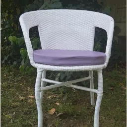 Furniture D-12 Wicker Patio Furniture Sets for Garden Balcony Outdoor Coffee Chair Table Set |Cushion |Powder Coated|Poolside Lawn Chairs 4 Chair 1 Table Set (White) Cushion (Lavender) image 3