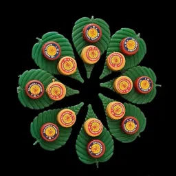 PURPLE BLISS Handmade Leaf Bouquet Pattern Haldi Kumkum Set| Pack of 25 | Weight: 100 gms image 1