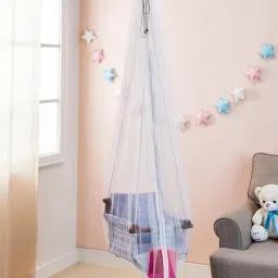 Classic Mosquito Net for Baby Swing/Jhula, Jula Baby Mosquito Net for 0-3 Year Baby, Baby Cradle Swing, with Side Zip Opening (Pink) image 2
