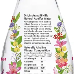 Aava Natural Mineral Water 250 ml Glass Bottle (Naturally Alkaline ; Origin Aravalli Range; pH 8+; Natural Fortified with Calcium and Magnesium) (Pack of 8) image 2