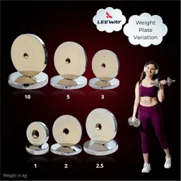 Leeway Steel Home Gym Set 40kg with 3Ft Curl (28mm), 5Ft Straight (28mm), Dumbbell Rods, Steel Weight Plates Combo, Gym Equipment Workout Fitness Exercise Kit ((2X4+3X4+5X4) 40kg STEEL HOME GYM COMBO) image 4