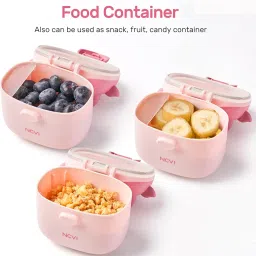 NCVI Baby Formula Dispenser On The Go, Formula Container to Go, Formula Holder for Travel, Outdoor Picnic with Baby Infant, Portable Container for Milk Powder, Snacks, Candy, Fruits (Pink, Cow) image 4