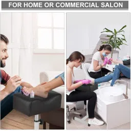 Pedicure Foot Rest Pedicure Foot Rest Leg Rest Stool Manicure Footrest, Height Adjustable Pedicure Foot Stool, Pedicure Foot Rest, with Soft Leather Cushion and Metal Legs, for SPA Beauty Salon Cosmet image 4