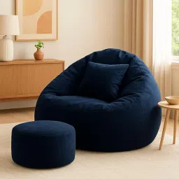 karuto 4XL Bean Bag Cover with Footrest & Cushion (Without Beans) (Navy Blue) image 2