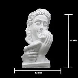 Sarla Enterprises Mother and Child Decorative Statue, White Resin Sculpture, 11.5 x 5.5 Inch, Handmade Home Decor, Modern Art Tabletop Figurine image 1