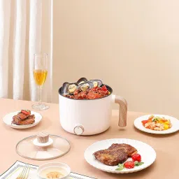 ANKALE CURA Multipurpose Electric Cooker | 1.5L Non-Stick Ceramic Pot | Dual Power Modes (300W–600W) | Temperature Control | Microcomputer Control | Tempered Glass Lid | For Boiling, Frying, Saute image 2