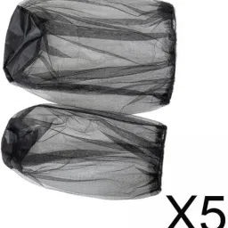 JAZZY PEARLS® 5x2Pcs Head Net Mesh High Visibility Comfortable Fishing Cap Face Neck Netting Large Size Black-Sporting Goods-Outdoor Sports-Camping & Hiking-Emergency Gear-Insect Nets & Repellents image 1
