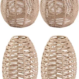 JAZZY PEARLS® 4pcs Woven Rattan Pendant Lamp Shade for Kitchen Bedroom Living Room image 1