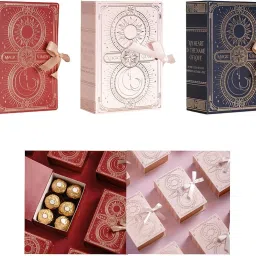 JAZZY PEARLS® 6xGift Box Folding Decoration Romantic Wedding Favors for Wedding Party Bridal Red image 5