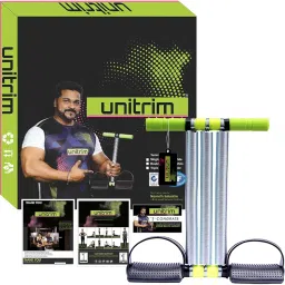 unitrim Triple Spring Tummy Trimmer Best Ab Exerciser – No. 1 Rated Fitness Equipment for Home – Lifetime Service Warranty With Socks And Gloves Free (14 Inch Spring) image 1