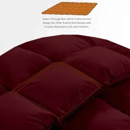 Bright Décor All-Season 300 GSM 1-Piece Double-Reversible Bed Comforter/Quilt/Blanket/Rajai - Down Alternative Quilted Duvet Insert with Corner Ties - Winter Warm - Machine Washable - Burgundy Solid image 4