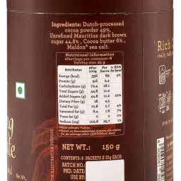 Pirouette Drinking Chocolate | 55% Cocoa | Dark, Creamy & Indulgent | Premium Hot Chocolate Mix with Cocoa Butter, Unrefined Mauritius Dark Brown Sugar & Maldon Sea Salt | No Fillers No milk powder | 150g (6 x 25g Sachets) image 2