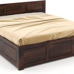 Solid Sheesham Wood Queen Size Bed with Box Storage for Bedroom Furniture Wooden Palang for Living Room Furniture (Walnut Finish) image 3