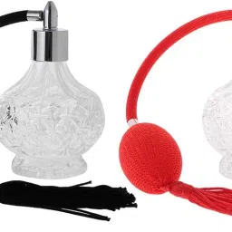 Bnf® 2Pcs Clear Glass Empty Perfume Bottle Long Spray Refillable 100Ml Red&Black | Vanity Perfume & Shaving | Perfumes | Decorative Glass/Crystal image 4