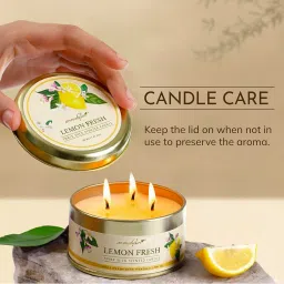 Aromahpure Lemon 3 Wick Candle in Container with Lid | 85g | Long-Burn Scented Candle | Relaxing Aromatherapy Candles for Home Décor, Gifting, Bedroom & Spa image 5
