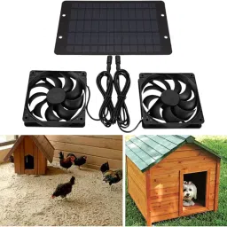 TRENDIVIBE Solar Fan with Double Fans Multiuse for Tree Houses Greenhouse Pet Dog House image 3