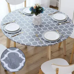 Meadawgs®& Heavy Duty Round Fitted Vinyl Tablecloth for Indoor Outdoor Camping Tabletop 152cm|Home & Garden | Kitchen, Dining & Bar | Linens & Textiles | Tablecloths image 1