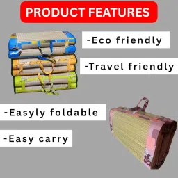 Foldable Bed 6x3 ft – Natural Handwoven Sleeping Mat | Eco-Friendly, Cushioned, Washable Paai Bed for Home & Outdoor Use | Traditional Indian Floor Mattress image 4