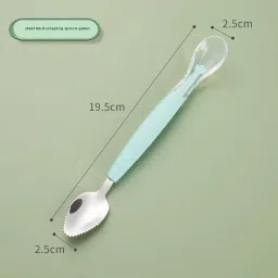ZAVASIKA Double Head Baby Feeding Spoon, Silicone Soft Fruit Scraping Mud Spoon Baby Feeding Spoon, 2 in 1 Double Head Multi-Use Bpa Free Stainless Steel Fruit Scraping Spoon (1) image 2