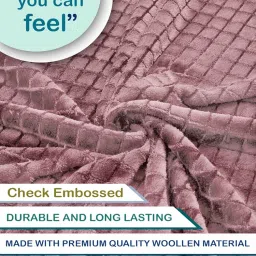 FABINALIV Rust Geometric Woollen Embossed King Size Fitted Double Bedsheet with 2 Pillow Covers (FLWEBS-1187-Rust) image 1