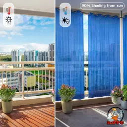 HIPPO 180 GSM Outdoor Sun Blocking Balcony Eyelet/Grommet Curtains Sun & UV Protection, Light Filtering 4.5FTX9FTLong Door Curtain (Blue) image 1