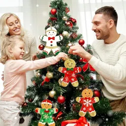 IIE Large Size 7 inch Wooden Christmas Gingerbread Man Ornaments to Paint 5 PCS, DIY Blank Cutouts Unfinished Wood Ornament for Home Crafts Hanging Christmas Decorations Winter (Gingerbread Man) image 3