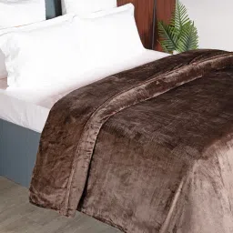 MYTRIDENT Home Essential Style me Solid Single Flannel Blanket, 290GSM, 100% Polyster, Toffee image 1