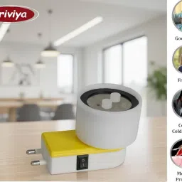 Kriviya Premium Electric Kapoor Dani | Home Fragnance Lamp with Night Lamp |Kapoor Dani for Home|Aroma Diffuser| Living Room | Incense Holder | Camphor Diffuser (NK-701 Round Yellow) image 5