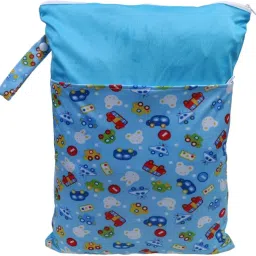 snappsy Waterproof Zip Baby Infant Cloth Diaper Nappy Pouch Bag Reusable Blue Car image 5