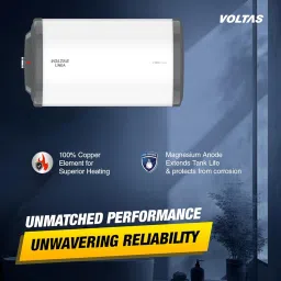 Voltas Linea 25L Horizontal Mounting Water Heater 2000W, Warranty of 7 years on Tank, 3 Years on Heating Element, 2 Years on Product by Voltas|Free Installation| Free Connecting Pipe|8 Bar (Grey) image 4