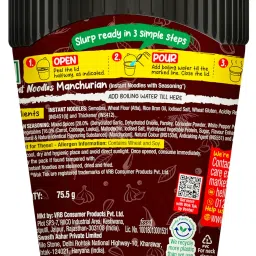 VEEBA Wok Tok Instant Cup Noodles Manchurian | Made with no palm oil| no maida | no added MSG, Vegetarian, 92.5 gram image 3