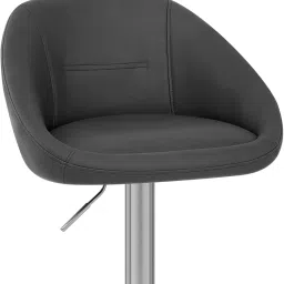 Beeds Adjustable Bar Stool with Curved Backrest, Round Padded Seat, Chrome Footrest, Hydraulic Lift, Sleek Metal Base, Stylish Seating for Home or Office (Black) image 3