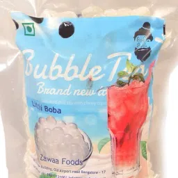 ZAWAA Litchi Boba Bubble Tea Mellowed With Milk & Tea | Chewy Tapioca Pearl 2 Packet Boba With Free 1 Extra Pack Of 500 gm (Top up for Juice & Shakes, Cake |100% Gelatin Free) image 1