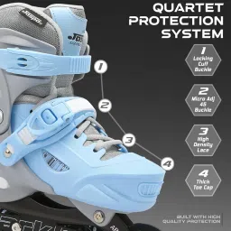 JASPO Sparkle 2.0 Adjustable Inline Roller Skates for Kids & Youth – PU Wheels, ABEC-7 Bearings, Hard Boot, – Aluminium Chassis, 70mm PU 82A Wheels L (23 to 26 cms) image 3