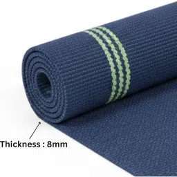 Pure cotton anti-skid, machine wash Foldable Travel Friendly extra Cushioning yoga mat with cotton Carry bag 73inches x 24inches, 8mm thickness 8mm Unisex (Dark Blue) image 1