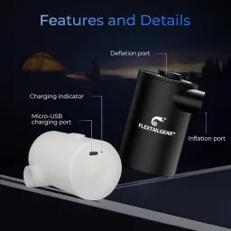 FLEXTAILGEAR MAX Pump 2020 Portable Air Pump with 3600mAH Battery USB Rechargeable Air Pump-Quick Inflate Deflate for Sleeping Pads, Air Mattress, Pool Toys, Floats, Swimming Ring, Air Bed (Black) image 3